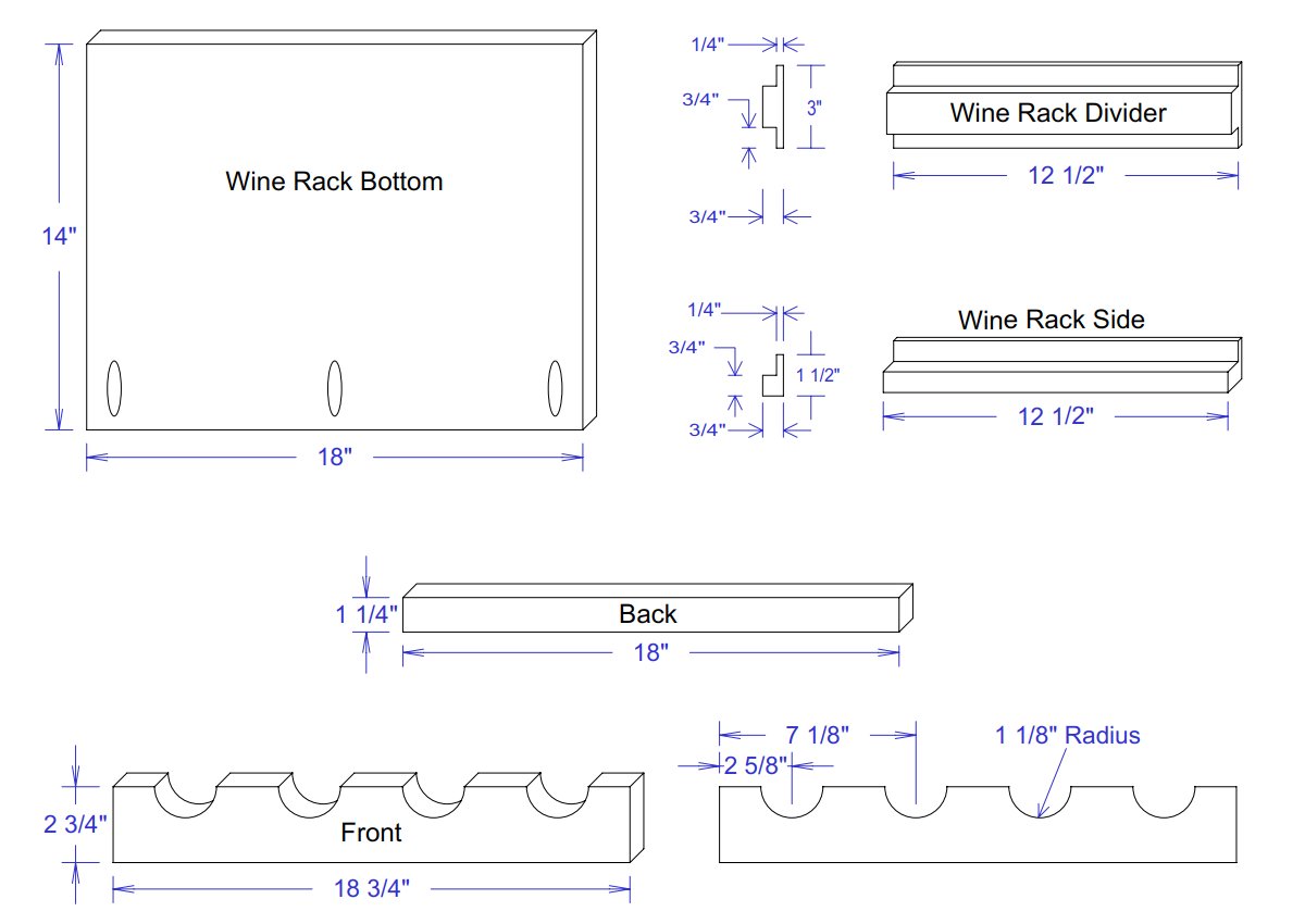 Parts Drawings - Wine Racks Parts